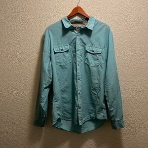 Handcrafted - Long sleeve teal shirt - mens xl